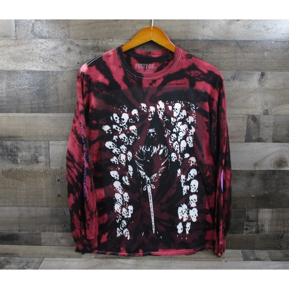 Post Malone Shirt Mens Medium Black Red Hollywoods Bleeding Tour Skull Tie Dye